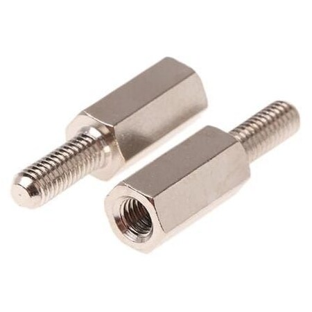 Newport Fasteners Hex Standoff, #4-40 Thrd Sz, Brass Nickel Plated, 1/4" Hex W, 40 PK 141004HMBN